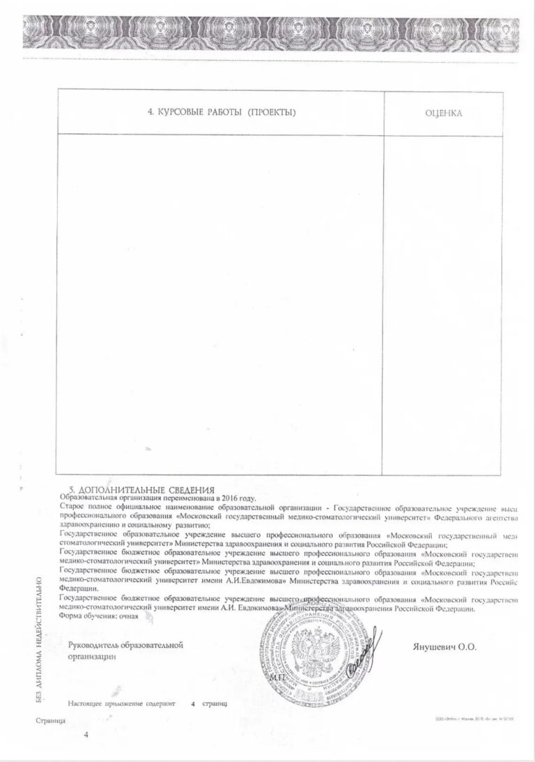 Приложение к диплому — Ганиев Исмаил Абдулович